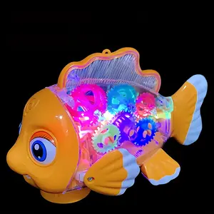 Transparent Gear Swinging Fish Electric Toy, Fun Lighting And Music, Omnidirectional Walking Fish, Suitable For Children's Creative Birthday Gift [excluding Batteries]
