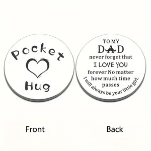 Stainless Steel Double-Sided Pocket Coin with I Love You Message, Perfect Father's Day Gift, Unique Men's Accessory, Ideal for Birthdays & More, Two Sided Gift