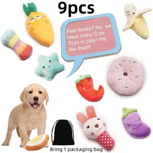 9pcs Small Dogs Puppy Squeaky Dog Toys Soft Plush Pet Toy Bundle Variety Colors Designs for Small Dogs Beauty & Personal Care