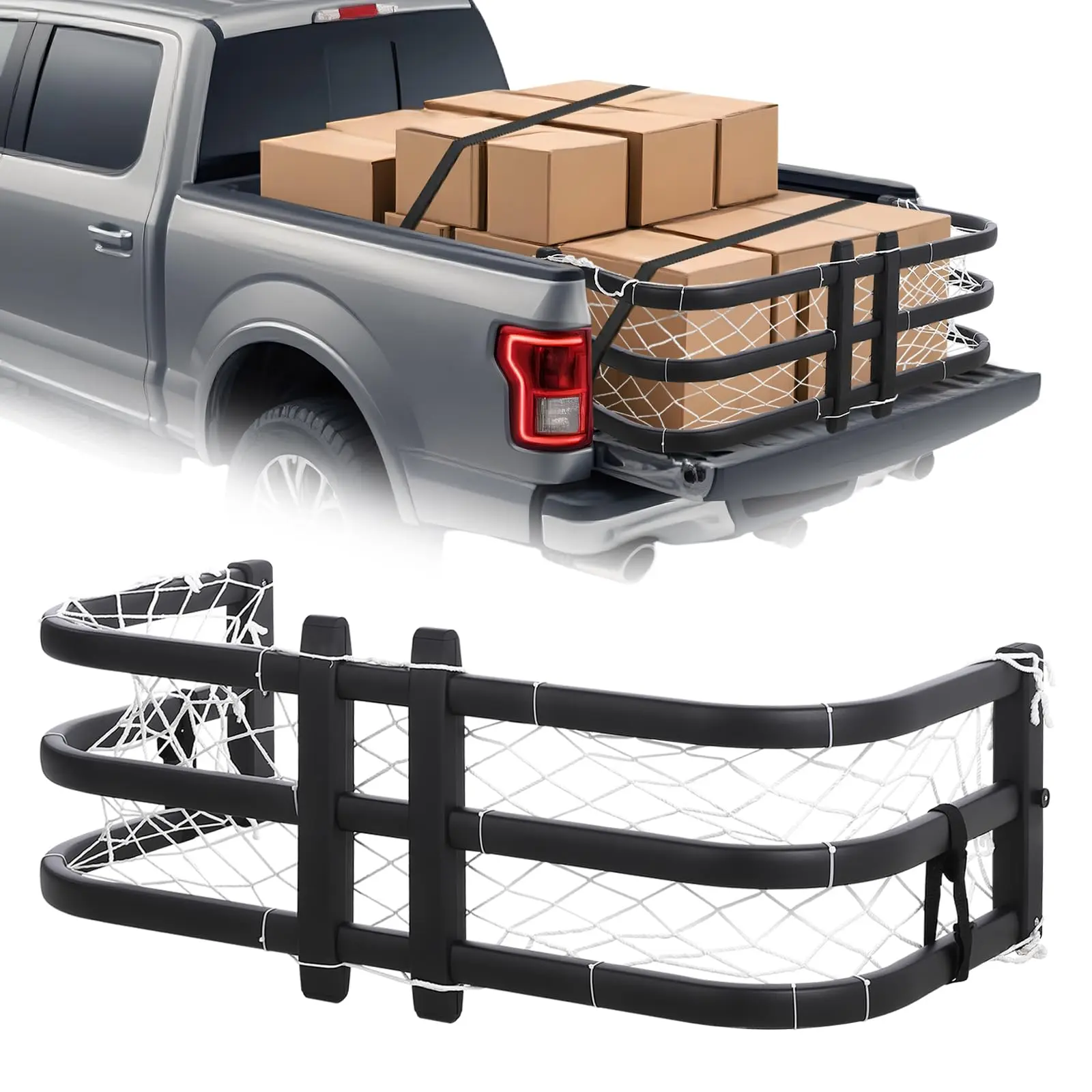 GARVEE Adjustable Truck Bed Extender 59"-72" Aluminum Retractable Tailgate Extender with Drill Installation, Compatible with Ford F-150, Ram 1500/2500/3500, Santa Cruz, Silverado & Sierra