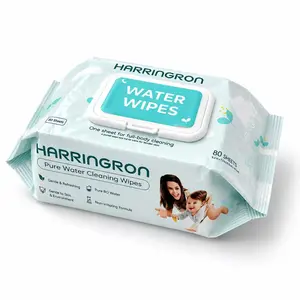 Harringron Water Wipes for Baby Sensitive Skin, 80 Count (10 Pack, 800 Total), 99.9% Pure Water, Unscented, Hypoallergenic, Thick & Soft Resealable Wet Wipes for Newborn, Toddler & Family Use