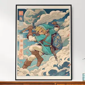 Zelda Link Japanese Tapestry Art Print: Anime Poster