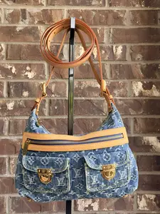 Pre-owned Louis Vuitton Denim Shoulder Bags Baggy Handbag PM	Blue 52384