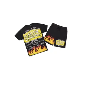 Beno Black Graphic T-Shirt Short Set