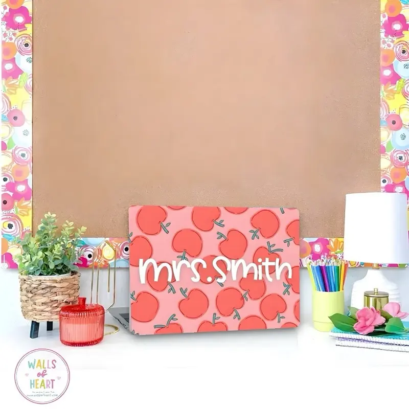 Walls of Heart Peel and Stick Laptop Cover for Educators Easy Removal No Residue Personalize Custom Sized for Teachers and School Districts