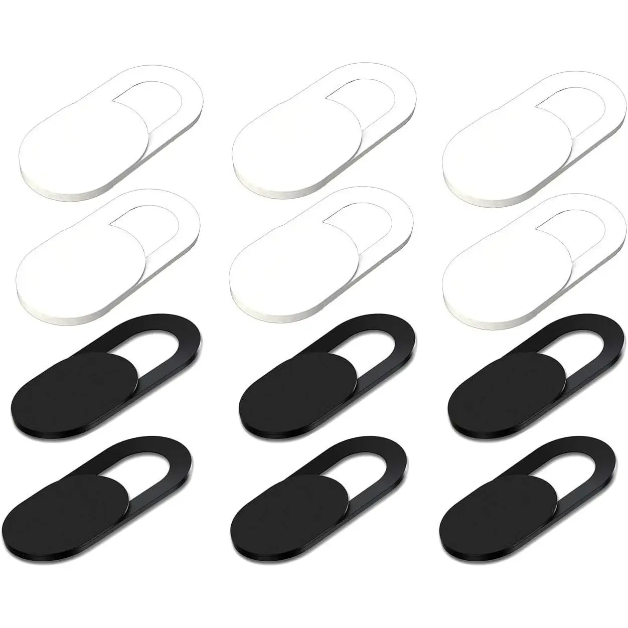 6Black+6White 12Pack Webcam Cover Slide, Ultra Slim Digital Lens Privacy Protector with Strong Adhesion & Easy Installation for Laptops, MacBook Pro, iMac, Smartphones, Tablets