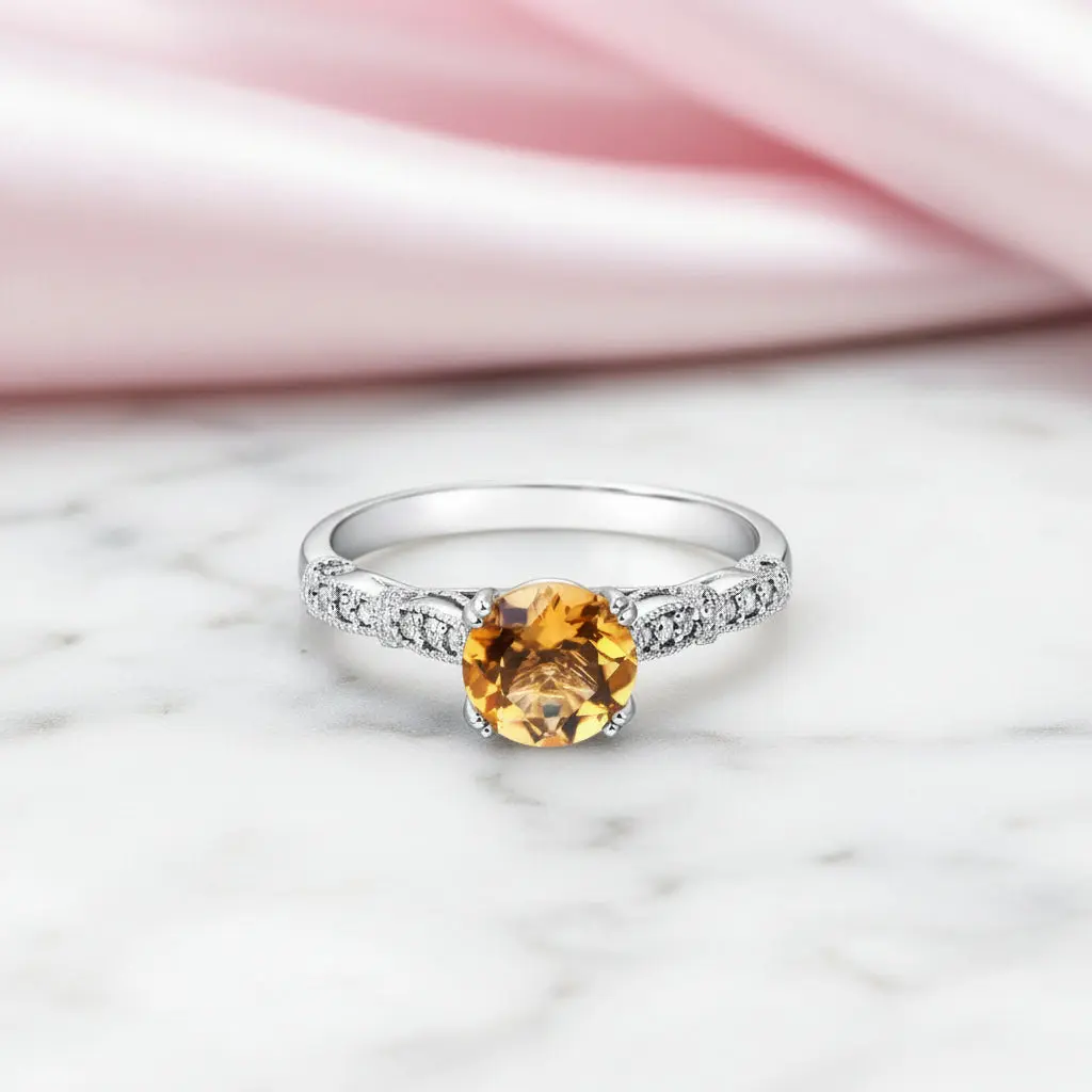 14k White Gold 1.2ct Citrine Gemstone Ring