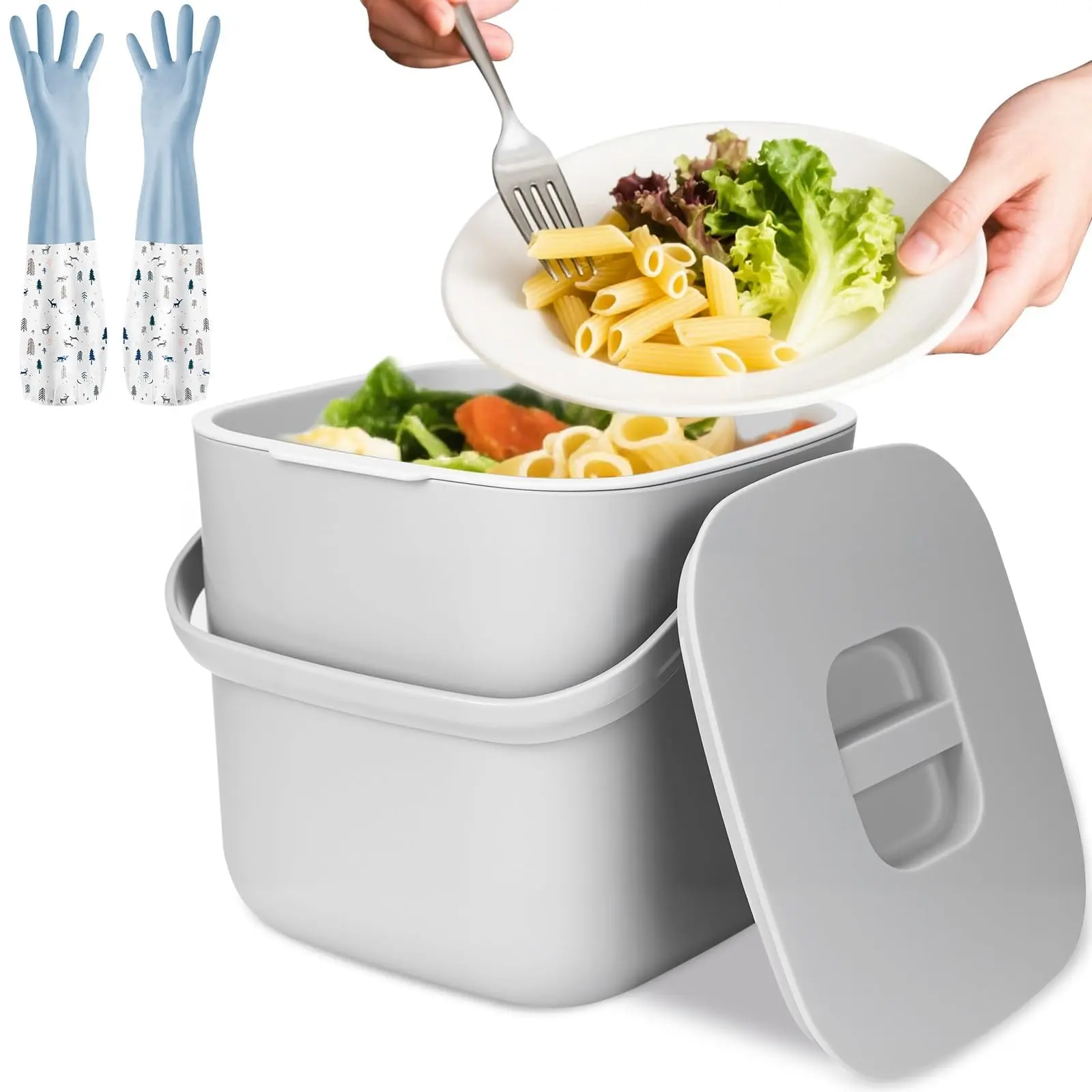 Kitchen Organic Trash Can with Lid, Compost Bin for Daily Organic Waste, Odor-Resistant, Easy to Clean, Ideal for Home Use, Kitchen Waste Bins, Kitchen Trashcan