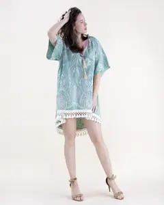 Bohemian Sequin Embroidered High Low Mini Dress – Women’s Lightweight Tassel Tunic Dress