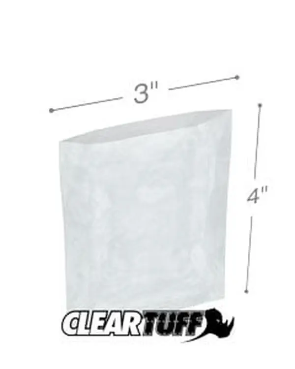 International Plastics PB40304 3 x 4 in. Clear Poly Bags, 0.004 Gauge - Case of 1000