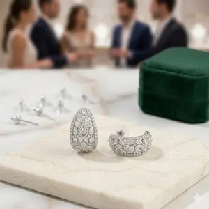 Teardrop Hoop Earrings for Women| 14K Gold Plated | Pave Sparkly Hoops | 925 Sterling Silver Post | Dome Huggie, Elegant Jewelry for Brides, Wedding, Fashion Gifts