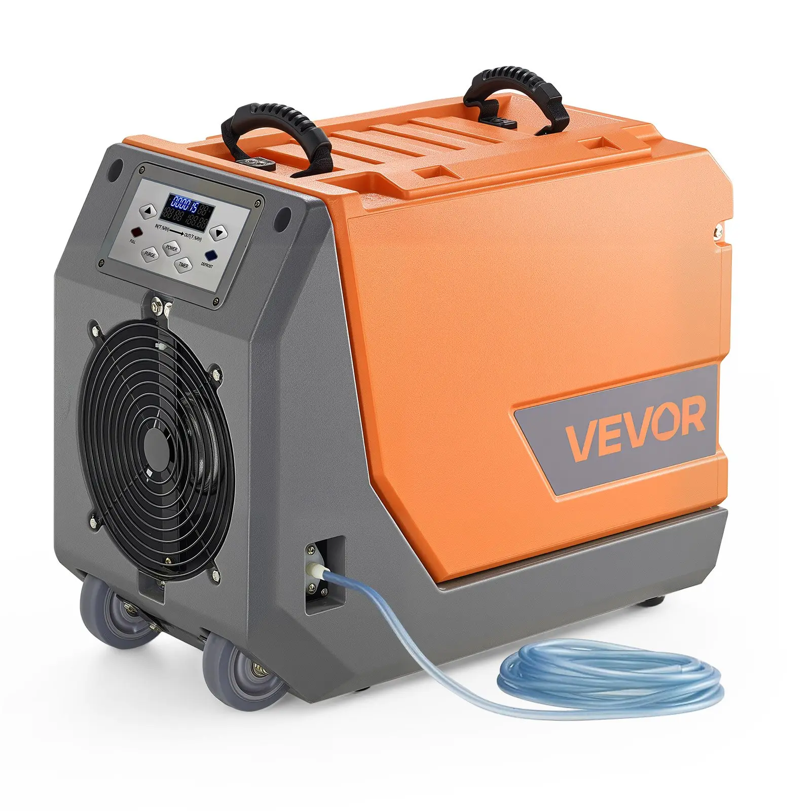 VEVOR 180 Pints Commercial Dehumidifier with Pump/Drain Hoses, Portable Crawl Space Dehumidifiers for Basement Storage Room Industrial Grade, Auto Defrost, Heavy-duty LLDPE, Foldable Handle