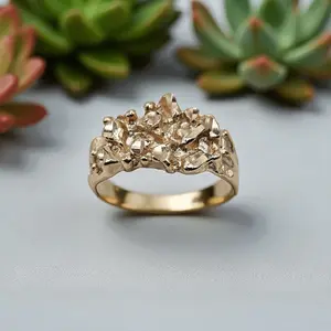 Nugget Shape Silver 925 Ring for Men and Women or Gold Plated Over Silver 925 Nugget Ring