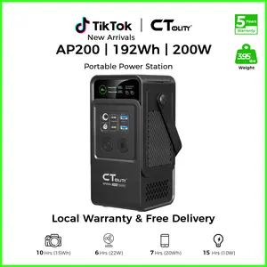 [Summer Vibes]CTOLITY AP200 Portable Power Station for Phones 192Wh 200W LiFePO4 Battery 3000+ Cycles 140W Ultra Fast Charging, LED, DC, 150W Solar Compatibility
