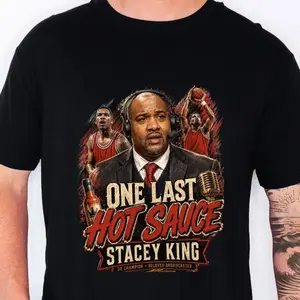 Stacey King Memorial Shirt, Chicago Basketball Legend Tee, Stacey King Tribute Shirt, One Last Hot Sauce Tee, 3X Champion Broadcaster Gift