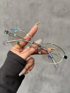 Minimalist Temperament Lightweight Eyeglasses for Women, Fashion Oval Frame Eyeglasses for Work, Daily Clothing Decor, Perfect for Student Daily Use