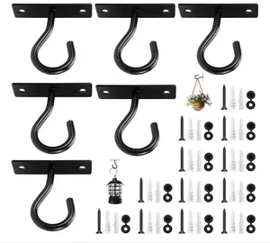 6Pack 2.5Inch Ceiling Hooks for Hanging Plant, Hanger for Indoor and Outdoor Plant Pots Holder, Wall Hook for Planters, Flower Basket, Wind Chimes, Lanterns, Lights, Bird Feeders, Home Decor