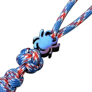 Titanium Beads Paracord Lanyards: TC4 EDC Lanyard Bead for , CNC Metal Spider Shape  Lanyard Beads for , DIY Lanyard Bead with Parachute Cord