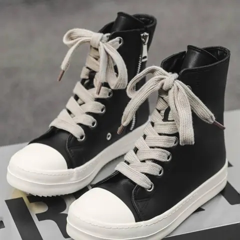 Fashion High Top Leather Men's Outdoor Casual Shoes, Recommend Sizing Up for Comfort, Lightweight and Breathable for Daily Wear