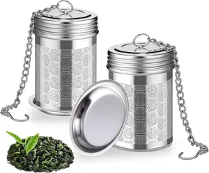 Tea Infusers 2 Pack Stainless Steel ,Extra Fine Mesh Strainers with Drip Trays Brew Loose Tea