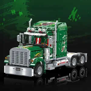 Static Version DIY Trailer Truck Front Model Building Blocks, 2105pcs/box Technology Educational Assembly Toys, Creative Building Block Ornaments, Building Block Sets
