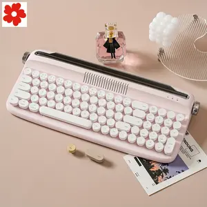 New B309   Upgraded Wireless Retro Typewriter Style Keyboard & Mouse