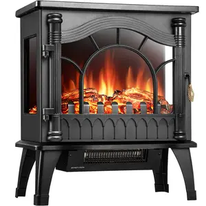 Electactic 22-inch 3D Infrared Classic 1500W Electric Fireplace Stove, Freestanding Fireplace Heater,Thermostat, Overheating Protection, for Indoor Use heaters