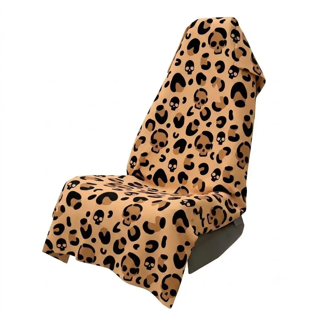 Checkerboard Leopard Car Seat Cover – Universal Quick-Dry Waterproof Seat Towel Protector for Cars, SUVs, Trucks, Beach & Sports