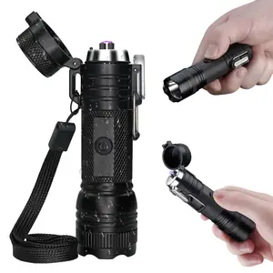 Arc Plasma Lighter - 2 in 1 USB Rechargeable Survival Lighter Kit with High Hardness Aluminum Alloy Body, 3 Mode Flashlight, Windproof and Portable - Perfect Gift for Men, Outdoor and Camping Gear