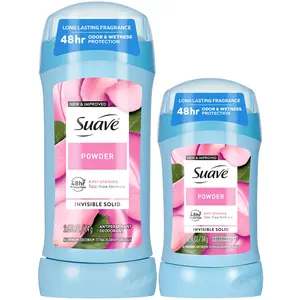 Suave Antiperspirant Deodorant for Women, Powder 2-Size Variety Pack – Anti-Staining Invisible Solid, Talc-Free (2 Piece Set), Scented