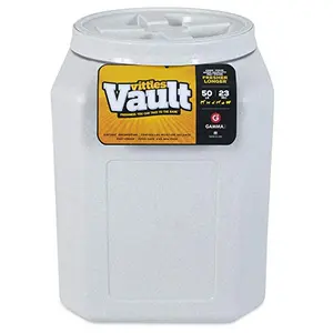 Gamma2 Vittles Heavy Duty 50lb Pet Food Storage Container | Secure Airtight Vault for Pet Food Organization, Seal Food Bin, Pet Grain Bin, Pet Feed Vault, Dry Food Container, Storage Drum