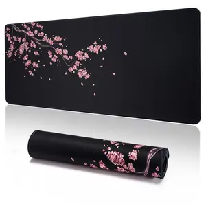 Cherry blossom pattern game keyboard and mouse pad, game extension keyboard and mouse pad, fun desktop accessories, anti slip mouse pad, foldable and washable office desk pad with anti slip base, suitable for work games, home office accessories
