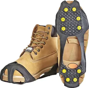 Ice Snow Cleats for Shoes and Boots Non-Slip 9 Point Cleats with Stainless Steel Studs for Women Men Kids Walking on Snow & Ice Durable Stretchy Easy Wear Portable