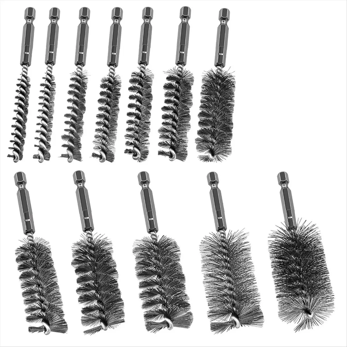 12Pcs Wire Bore Brush for Drill,Stainless Steel Wire Brush Bore Cleaning Brush Set for Power Drill Cleaning