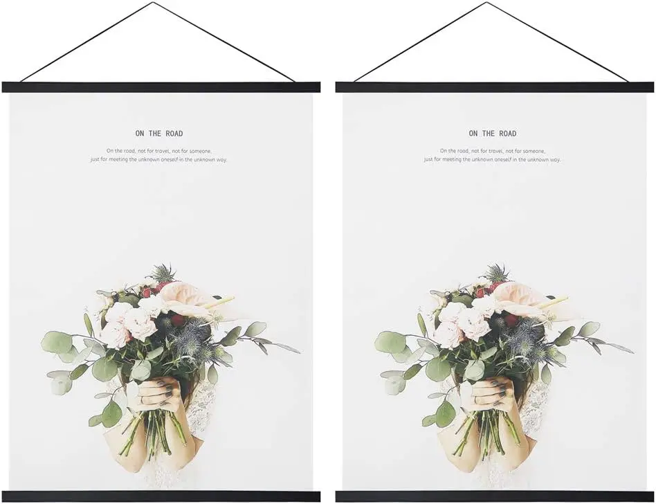 2-Pack Rectangular Magnetic Poster Frame Hanger - Light Wood 9'' Magnet Hangers for Photo, Picture, Art Canvas Print - Home Decor, Wall Hanging Gift Fit for 9x9, 9x12, 9x15, 9x20 Sizes
