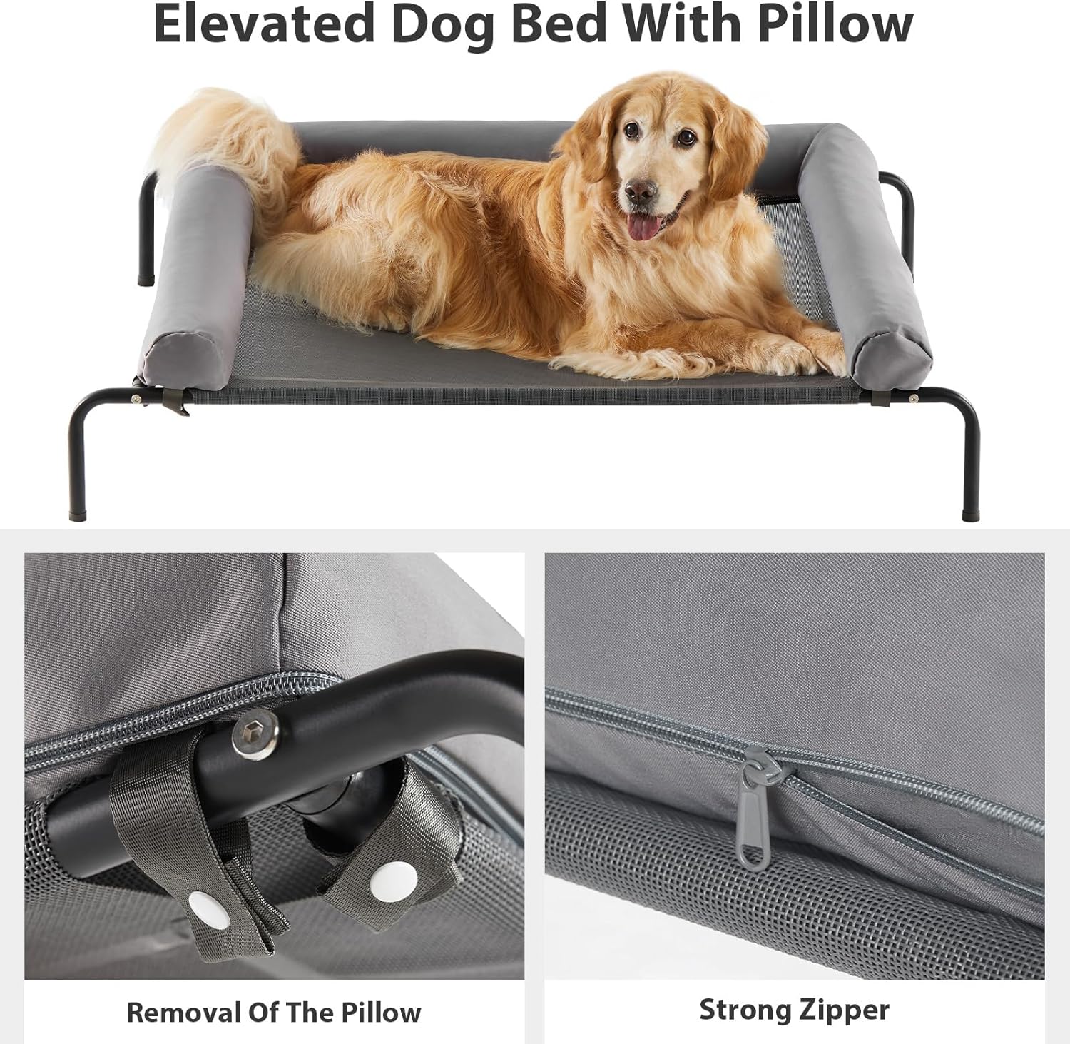 Elevated Cooling Dog Bed Raised Dog Cots Beds for Large Dogs, Summer Outdoor Dog Bed for Large Dogs, Chew Proof Portable Cooling Pet Cot Skid-Resistant Feet, Frame with Breathable Mesh Elevated Cooling Dog Bed Raised Dog Cots Beds for Large Dogs, Summer Outdoor Dog Bed for Large Dogs, Chew Proof Portable Cooling Pet Cot Skid-Resistant Feet, Frame with Breathable Mesh