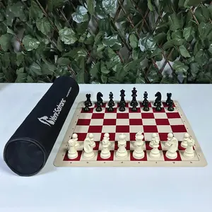 Versatile Portable Foldable Chess Set, Travel-Friendly Design for On-The-Go Play, 18x18', Lightweight & Non-Slip Portable Travel Chess Board with Chess Pieces, with Chess Piece Keychain Gift