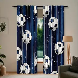 2 pieces of high-definition digital football printed decorative curtains. They offer semi-transparent protection for privacy, are resistant to fading, can be hand-washed or machine-washed, and are suitable for bedroom and living room decoration.