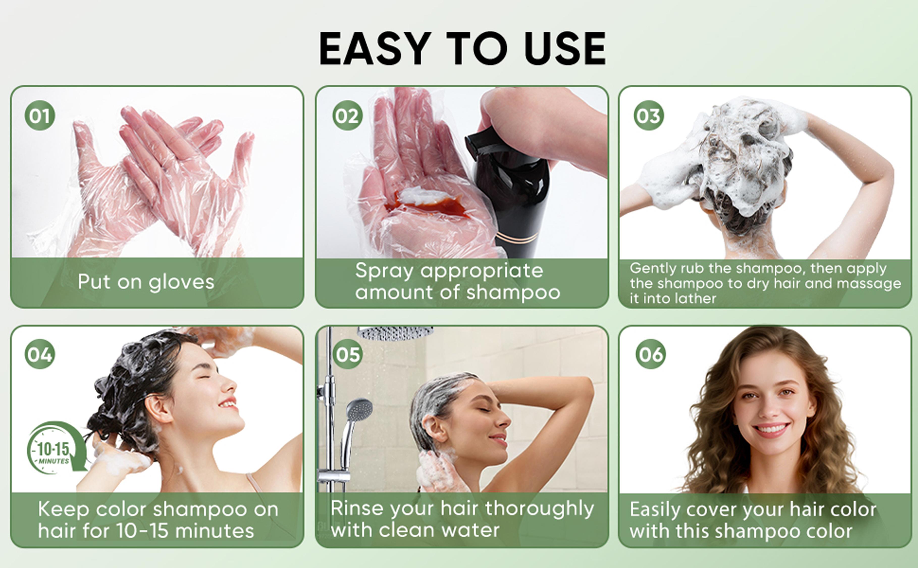 Blonde Brown Hair Dye Shampoo 3-in-1 for Women & Men, Semi-Permanent Hair Color Shampoo for Gray Coverage, Long-Lasting Natural Color in Minutes, Safe Herbal Gentle Formula, Easy At-Home Use, Shampoo Para Pintar El Cabello, 16.9 Fl Oz / 500ml