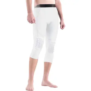 3/4  Compression Pants with  Pads for Youth Boys - Adult Men Padded Tights Basketball Wrestling Volleyball