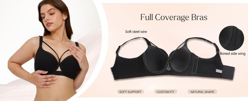 Women Seamless Push Up Padding Bras underwire Comfortable 3/4 cup Bra Buttery Soft Deep V Everyday Tshirt Bra