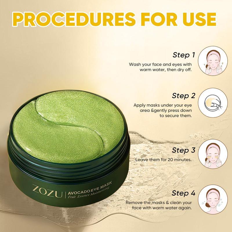 Avocado Moisturizing Eye bagMask,60pcs/set Under Eye Mask, Eye Care Product for Dark Eye Bags, Skin Care Gift Moisturizer Hydrating Comfort Avocado Moisturizing Eye bagMask,60pcs/set Under Eye Mask, Eye Care Product for Dark Eye Bags, Skin Care Gift Moisturizer Hydrating Comfort
