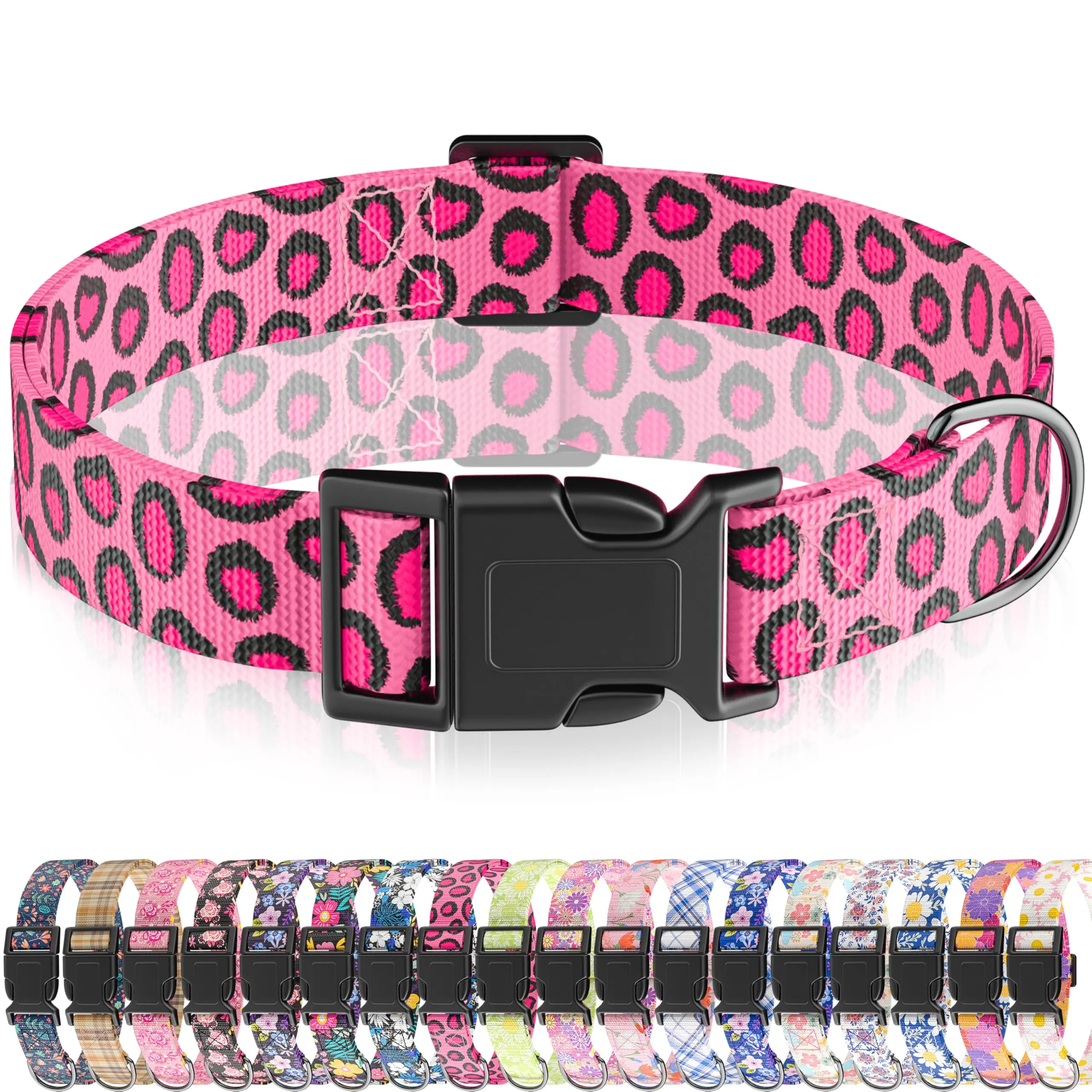 Leopard Dog Collar – Adjustable Soft Pet Collar with Quick Release Buckle
