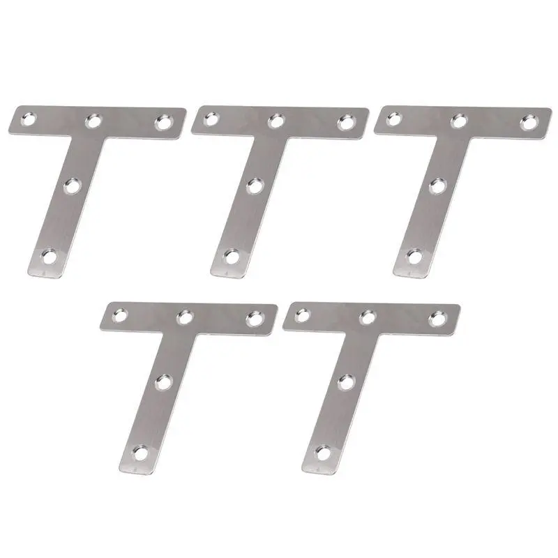 5 Pcs Angle Plate Corner Brace Flat T Shape Repair Bracket 80mm x 80mm
