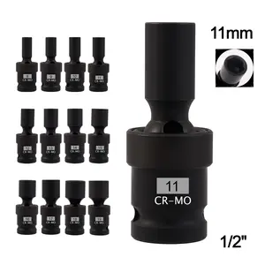 11mm 1/2 Inch Drive Pneumatic Impact Socket, Chrome Moly Steel for Impact Wrench, High Strength and Durable, Heavy Duty