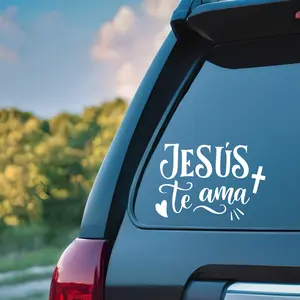 Calcomanía Cristiana para Auto – Jesús Te Ama – Sticker Religioso Vinilo Resistente Car Sticker Vehicle Exterior Decoration Side Decals