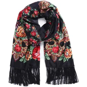 Traditional Tassel Exotic Wrap Printed Scarf for Women Warm Soft Large Long Rectangular Fashion Scarves