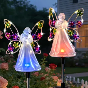 2-Pack Solar Angel Memorial Lights for Cemetery | Memorial Day Grave Ornaments | Outdoor Waterproof Garden Decor | Sympathy Angel Gifts for Women & Bereavement