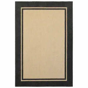 HomeRoots  6 x 9 ft. Sand & Black Border Indoor & Outdoor Area Rug