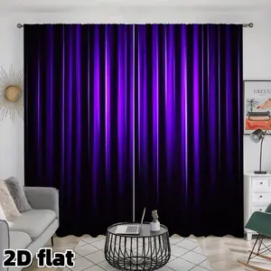 2D Flat 2Pcs Modern Purple Gradient Curtains Rod Pocket Design Semi Sunshade Polyester Material Elegant Room Darkening Panels Suitable for Living Bedroom Study Office Window Treatment Home Decor Privacy Protection